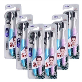 舒客（saky ）炭丝能量牙刷（颜色随机）6套12支
