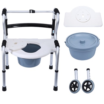 可孚 老年人四脚助行器 升级款(五档可调)+弧形坐浴板+便盆+脚轮 KFZX612
