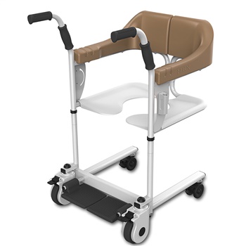 迈康信 瘫痪老人移位器 家庭护理洗澡轮椅带坐便器椅 残疾人移位机多功能轮椅卧床病人免扶抱 棕色(舒适款)